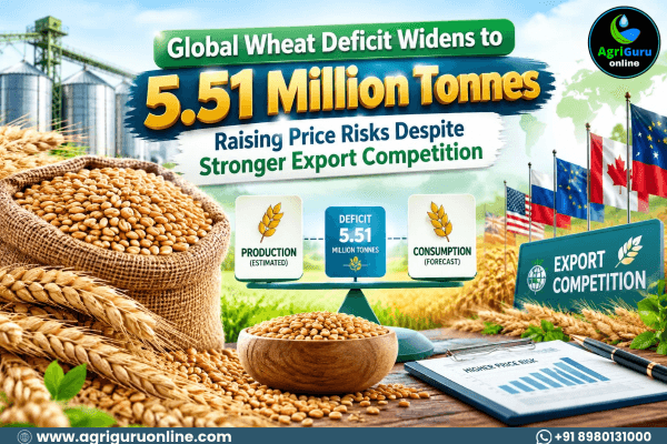 Global Wheat Deficit Widens to 5.51 Million Tonnes, Raising Price Risks Despite Stronger Export Competition