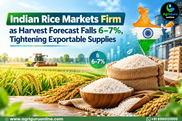 Indian Rice Markets Firm as Harvest Forecast Falls 6–7%, Tightening Exportable Supplies