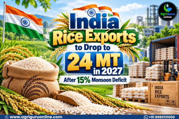 India Rice Exports to Drop to 24 MT in 2027 After 15% Monsoon Deficit