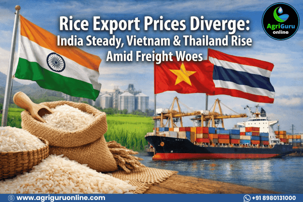 Rice Export Prices Diverge: India Steady, Vietnam & Thailand Rise Amid Freight Woes