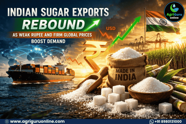 Indian Sugar Exports Rebound as Weak Rupee and Firm Global Prices Boost Demand