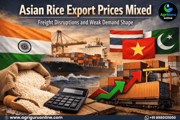 Asian Rice Export Prices Mixed as Freight Disruptions and Weak Demand Shape Market