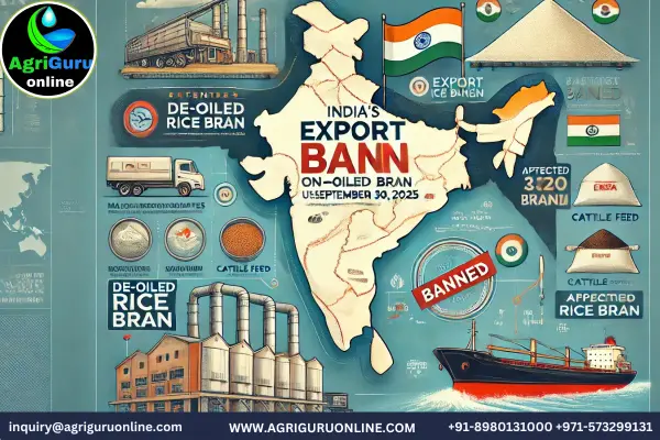 AgriGuru News - India Imposes Export Ban on De-Oiled Rice Bran, Affecting Global Markets