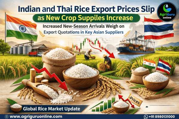 Indian and Thai Rice Export Prices Slip as New Crop Supplies Increase