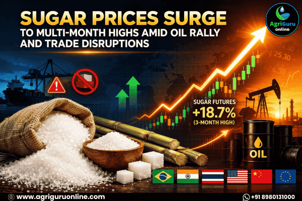 Sugar Prices Surge to Multi-Month Highs Amid Oil Rally and Trade Disruptions