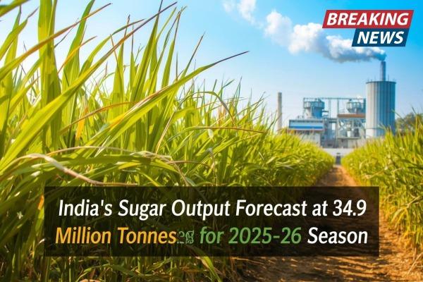 India’s Sugar Output Forecast at 34.9 Million Tonnes for 2025 26 Season