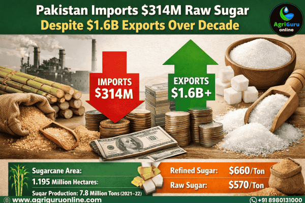 Pakistan Imports $314M Raw Sugar Despite $1.6B Exports Over Decade