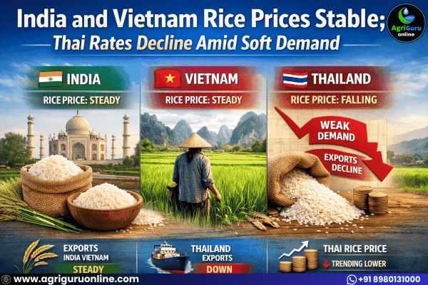 India and Vietnam Rice Prices Stable; Thai Rates Decline Amid Soft Demand