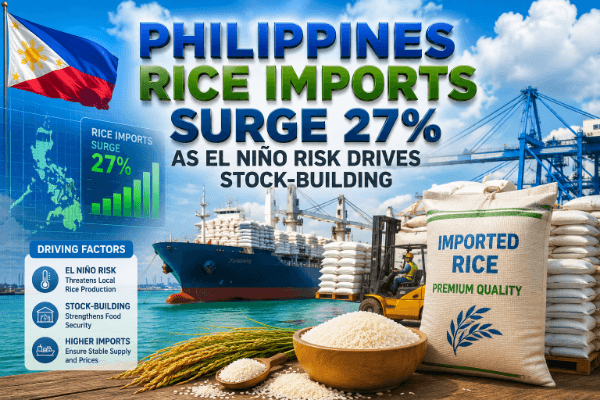 Philippines Rice Imports Surge 27% as El Niño Risk Drives Stock-Building