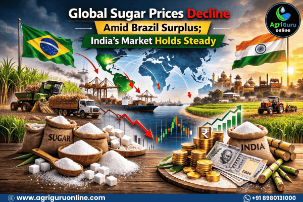 Global Sugar Prices Decline Amid Brazil Surplus; India's Market Holds Steady
